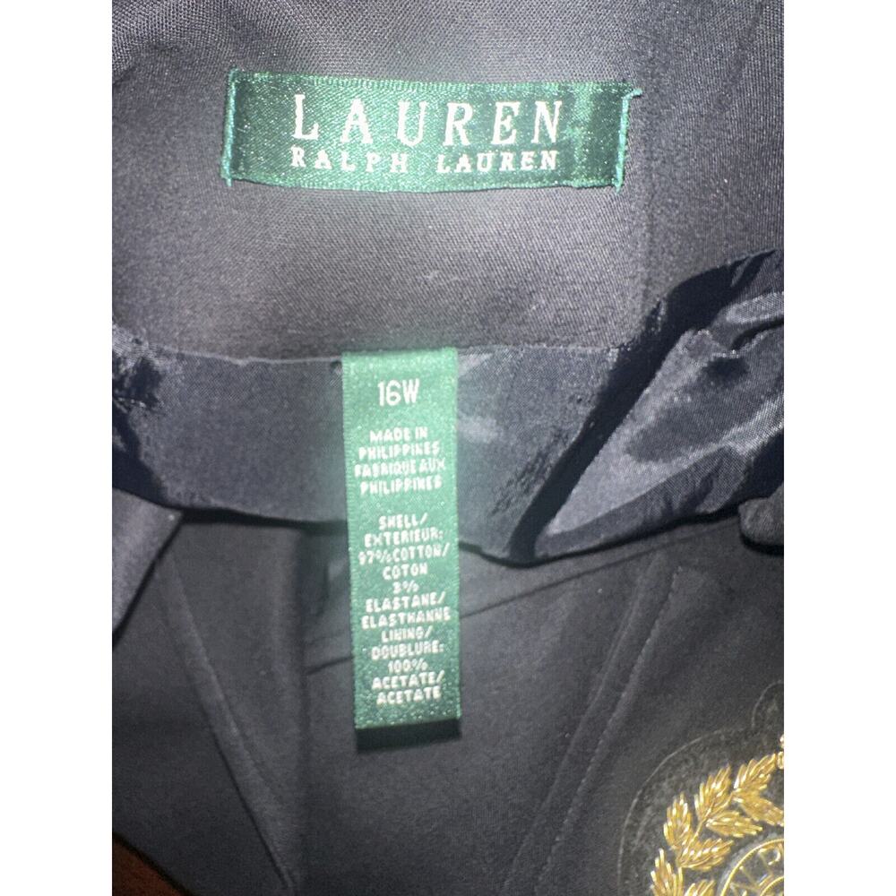 *Flawed Lauren Ralph Lauren Signature Patch Chest Crest Blazer Jacket Black 16W - Picture 7 of 16